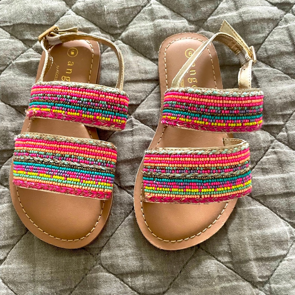 Rainbow beaded toddler girl dressy sandals size 9
